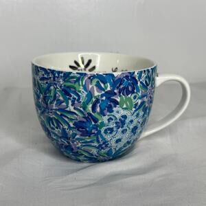 Lilly Pulitzer Floral Ceramic Mug Blue Purple Green Paisley Coastal Cottage